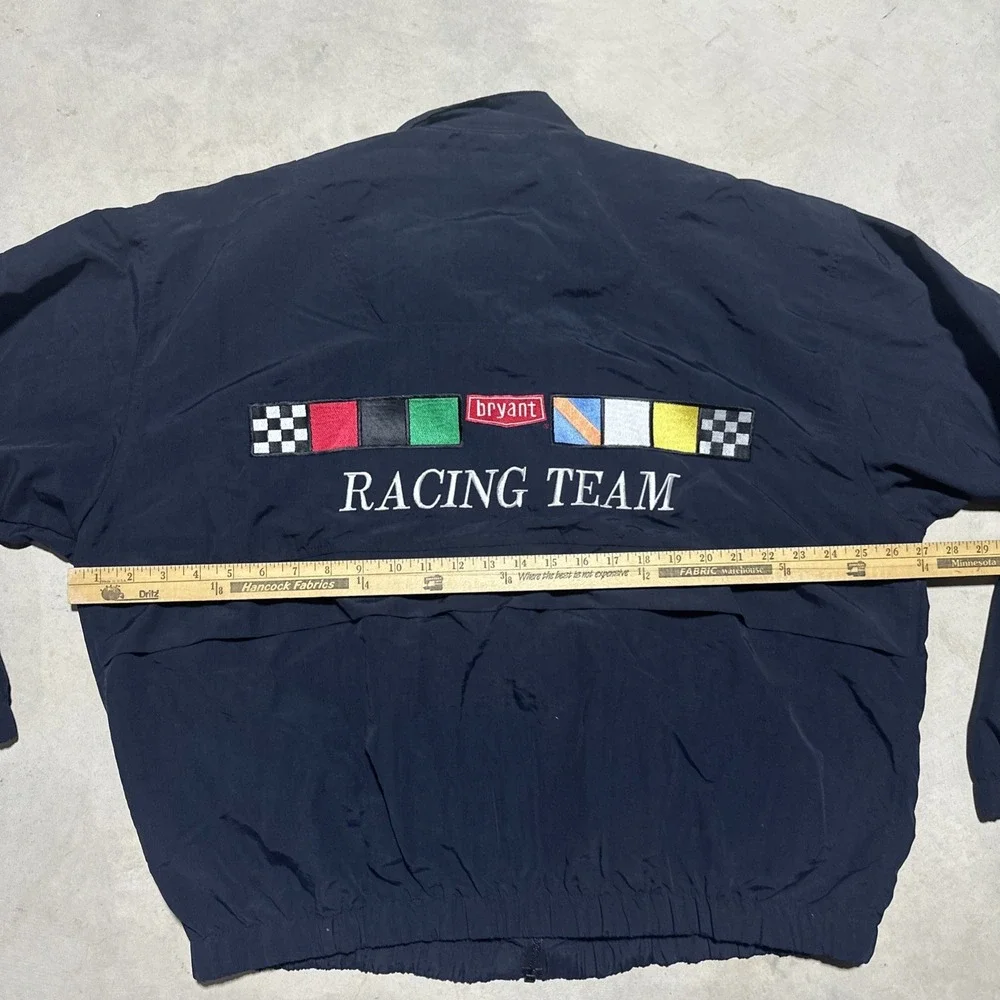 Vintage 1990s Bryant Racing Nylon Windbreaker Jacket Men XL Embroidered Vantage